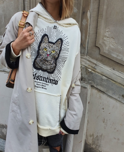  "Cat" Hoodie Cream