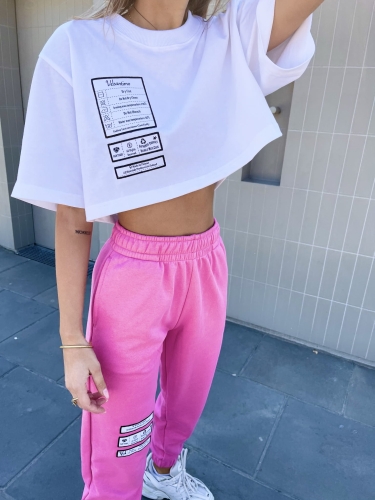Koszulka Krótka Crop-Top „Washing Instructions” White