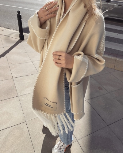 Kurtka "Fringes Wool Jacket" Cream 
