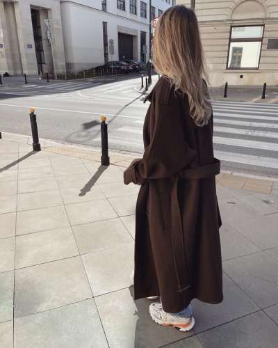 Damski Płaszcz Wełniany "Wool Coat" Choc Brown 