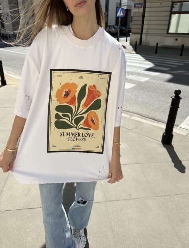 Koszulka "Flowers" Cream Peach