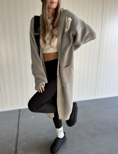 Długi Sweter Typu Cardigan "Comfy" Gray