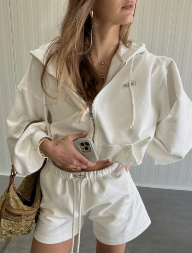 Spodenki Dresowe"Pilates Vibe" Off White Cotton