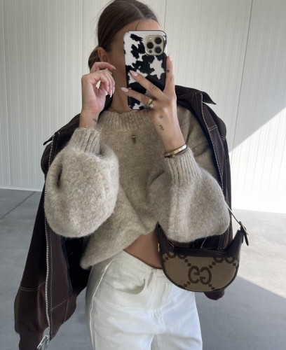 Sweter Damski "Soft Puff" Merino Beige Melange