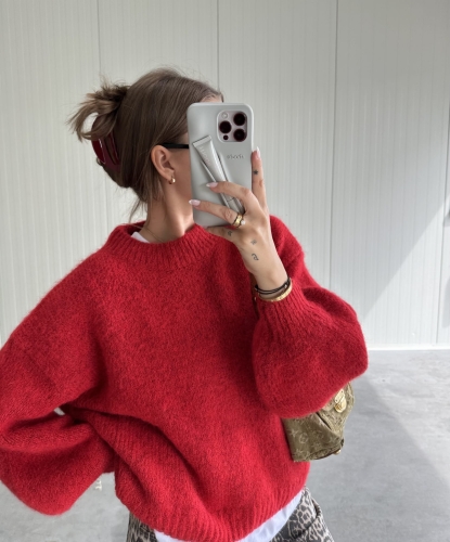 Sweter "Soft  Puff" Merino Red 