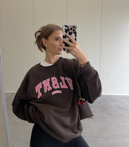Bluza "College" Brown Pink Crewneck 