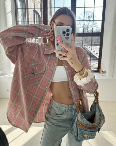 Koszula "Vintage Vibe" Dust Pink Krata