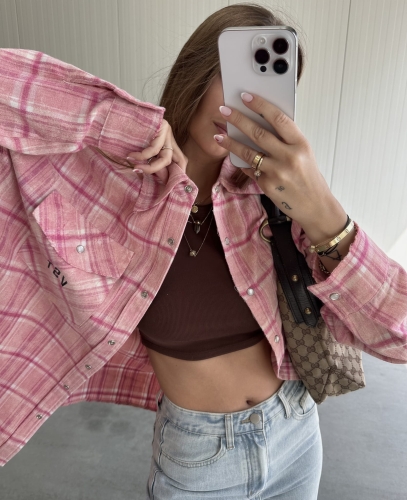 Koszula w Kratę "Lychee Pink" Vintage Róż 