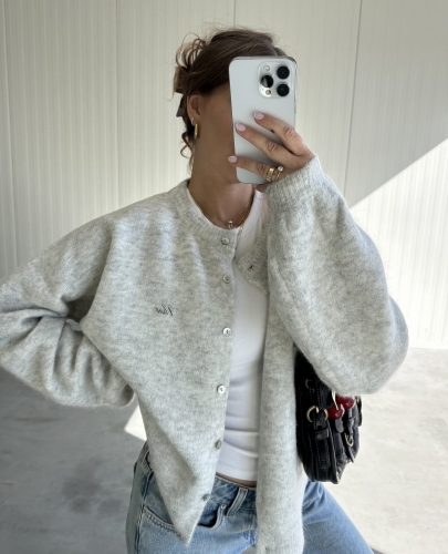 Sweter  "Cloud Grey Merino" Soft Puff Alpaca 