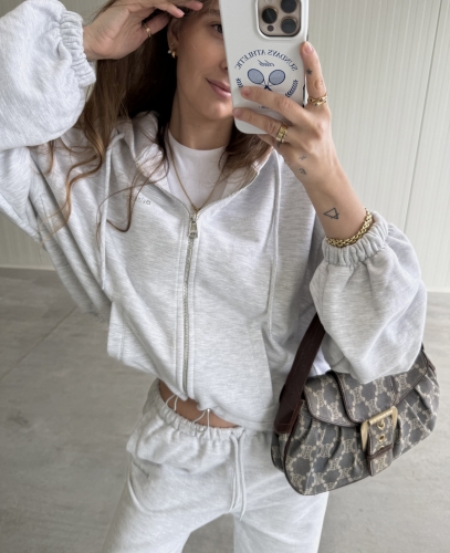 Szara Bluza z Kapturem "Sunday Club"