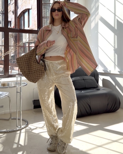 Spodnie Cekinowe "Mermaid" Cream