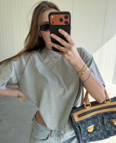 Koszulka z Poduszkami "VST" Szary Melanż T-shirt