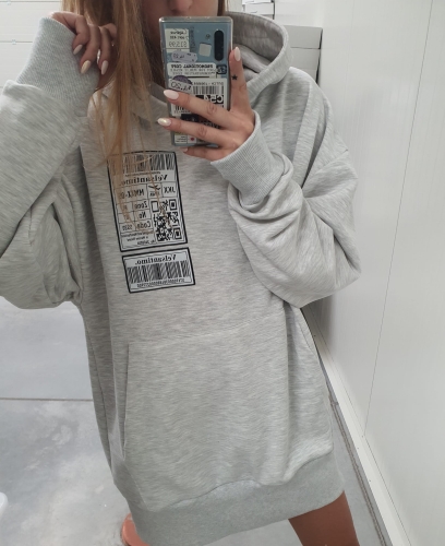 Długa bluza „SCAN ME PLEASE” Melange LONG HOODIE 
